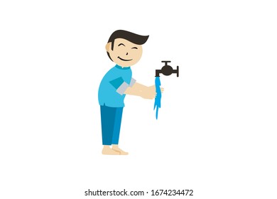educational simple illustration character about the importance of washing hands
