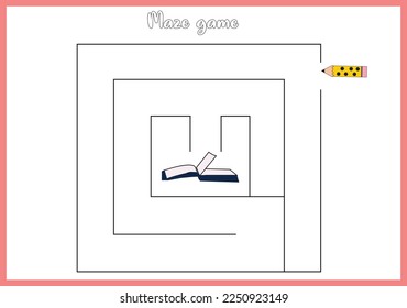 Educational simple maze game for preschool children. copy and pencil. Cartoon Vector illustration.