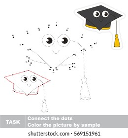 Educational Square Black Hat. Dot to dot educational game for kids. Tracing by numbers.