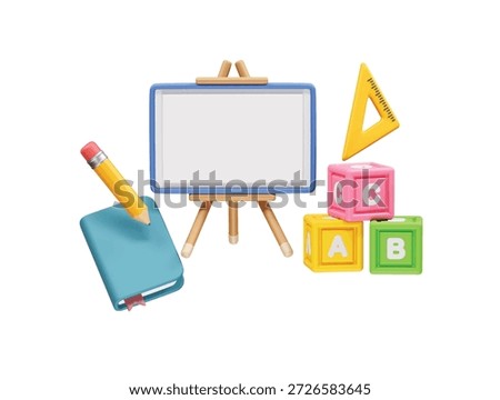 Educational Supplies for Learning and School icon 3d rendering illustration