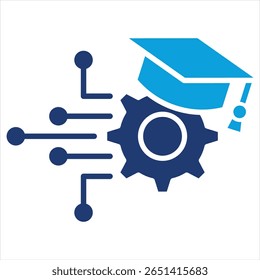 Ilustração do vetor do ícone azul plano da tecnologia educacional