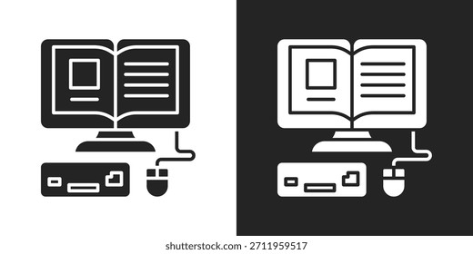 Icono de Tecnología educativa en estilo de glifo blanco y negro