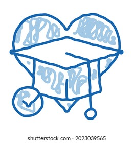 vector de icono de esbozo de tolerancia educativa. Señal de tolerancia educativa de la línea de doodle azul dibujada a mano. ilustración de símbolo aislado