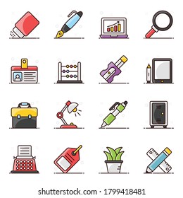 Educational Tools in Modern Flat Style Pack