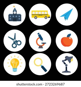 Lernwerkzeuge Set, Klassenzimmer liefert Symbole, Wissenschaft und Kunst Elemente, Transport