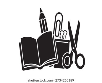 Ilustración vectorial de herramientas y suministros educativos