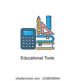 Educational Tools vector Filled Outline Icon Design illustration. Educational Technology Symbol on White background EPS 10 File