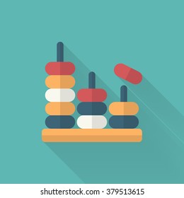 Educational toy icon , Vector flat long shadow design. Children's toys concept.