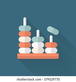 Educational toy icon , Vector flat long shadow design. Children's toys concept.