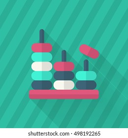 Educational toy icon , Vector flat long shadow design. Children's toys concept.