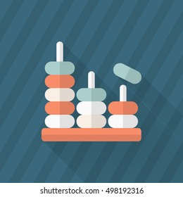 Educational toy icon , Vector flat long shadow design. Children's toys concept.