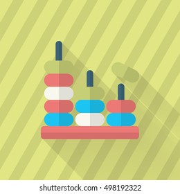 Educational toy icon , Vector flat long shadow design. Children's toys concept.