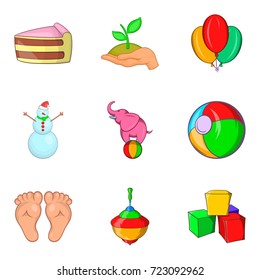 Educational toy icons set. Cartoon set of 9 educational toy vector icons for web isolated on white background