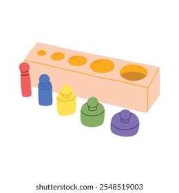 Educational toys for children. Vector illustration of eco children games. Insulated Montessori children toy. Flat style.