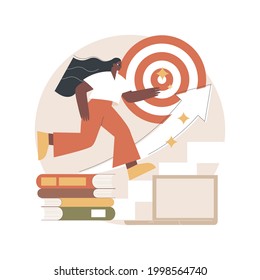 Educational trajectory abstract concept vector illustration. Educational capital strategy, determine way, career promotion, goal achievement, knowledge check, graduated student abstract metaphor.