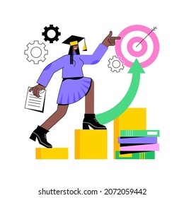 Educational trajectory abstract concept vector illustration. Educational capital strategy, determine way, career promotion, goal achievement, knowledge check, graduated student abstract metaphor.