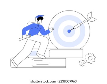 Educational trajectory abstract concept vector illustration. Educational capital strategy, determine way, career promotion, goal achievement, knowledge check, graduated student abstract metaphor.