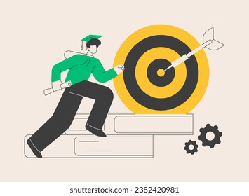 Educational trajectory abstract concept vector illustration. Educational capital strategy, determine way, career promotion, goal achievement, knowledge check, graduated student abstract metaphor.