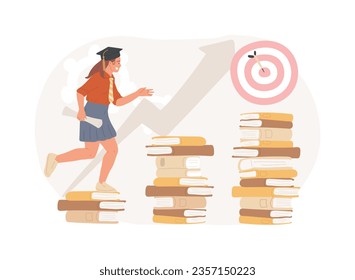 Educational trajectory isolated concept vector illustration. Educational capital strategy, determine way, career promotion, goal achievement, knowledge check, graduated student vector concept.