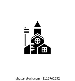 Educational university black icon concept. Educational university flat  vector symbol, sign, illustration.