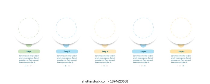 Educational vector infographic template. Simple modern presentation design elements with text space. Data visualization with 5 steps. Process timeline chart. Workflow layout with copyspace