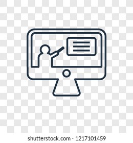 Educational video concept vector linear icon isolated on transparent background, Educational video concept transparency concept in outline style