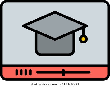 Educational Video Line Filled Vector Icon Design