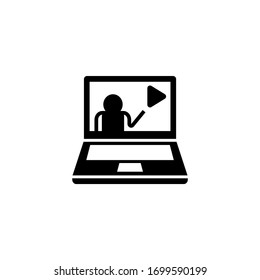 Educational video vector icon in black solid flat design icon isolated on white background