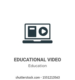 Educational video vector icon on white background. Flat vector educational video icon symbol sign from modern education collection for mobile concept and web apps design.