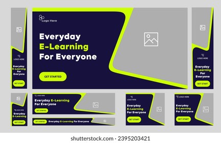 Educational web bundle banner design for social media post, learning training banner design, ads banner, editable vector eps 10 file format