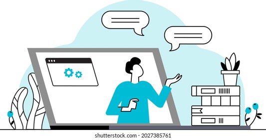 Educational web seminar, internet classes, professional personal teacher service icons set. Webinar, digital classroom, online teaching metaphors. Vector isolated concept metaphor illustrations