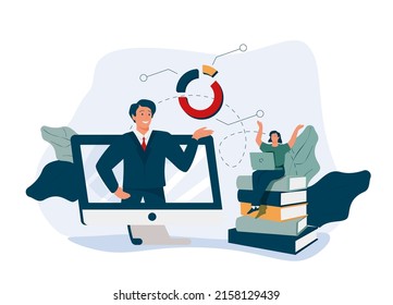 Educational web seminar, internet classes, professional personal teacher service icon. Webinar, digital classroom, online teaching metaphors. Vector isolated concept metaphor illustrations
