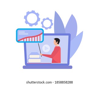 Educational web seminars, internet classes, professional personal tutor services. Webinars, digital classes, online teaching metaphors. Vector illustration of isolated concept metaphor