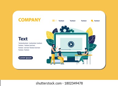 Educational webinar. Digital audience, Online class. The concept of modern education with a personal teacher. Vector illustration for landing page template.