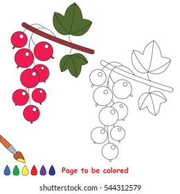 Educational worksheet to be colored by sample. Easy educational paint game for preschool kids. Simple kid coloring page with Currant.