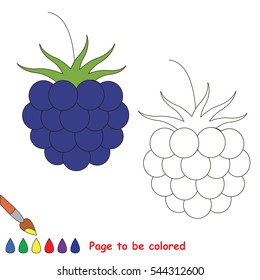 Educational worksheet to be colored by sample. Easy educational paint game for preschool kids. Simple kid coloring page with Blueberry.