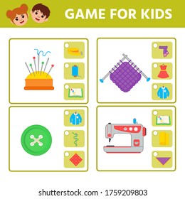 Educational worksheet for children. Game for Kids. Find matching item. Activity  Worksheet for kids learning forms. Logic puzzle game. Vector illustration