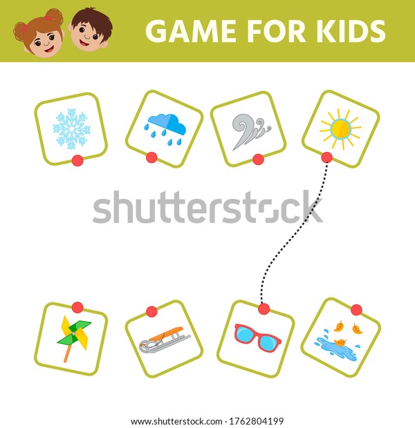 Educational Worksheet Children Game Kids Find Stok Vektör