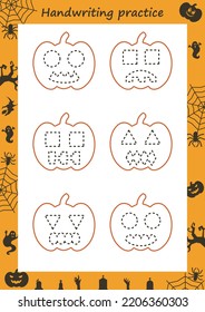 Educational worksheet for kids. Handwriting practice. Spider and his web. Trace the lines. Printable for halloween.