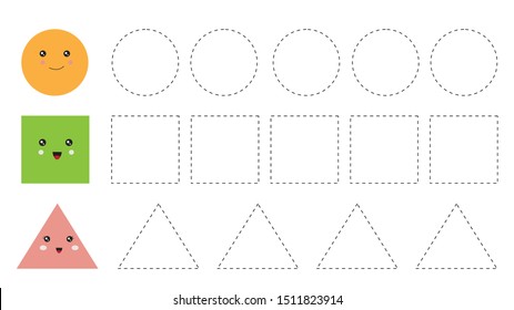 educational worksheet kids trace shapes circle stock vector royalty free 1511823914