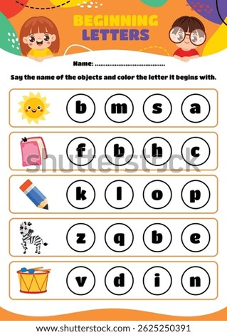 Educational Worksheet For Kindergarten Students