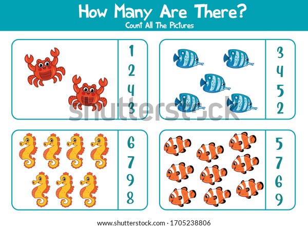 educational worksheet preschool kids count sea stock vector royalty free 1705238806 shutterstock