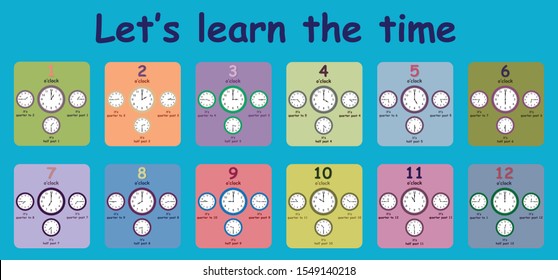 Educational worksheet that helps children learn the time