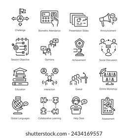 Educational Workshops Linear Style Icons 

