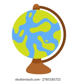 educational world globe model on brown stand geography tool