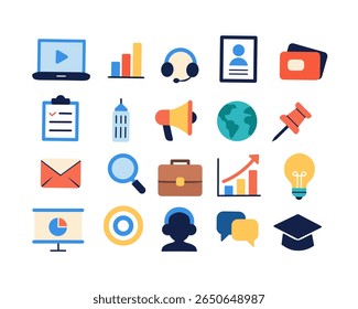 Education,communication,business,flat style icon set,suitable for presentations,applications,digital learning materials,business education 