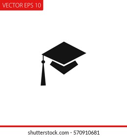 Educations. Graduation Cap Vector Icon.