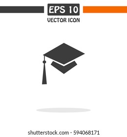 Educations. Graduation Cap Vector Icon.