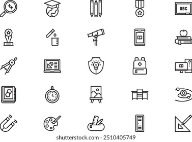 Educations icons collection is a vector illustration with editable stroke.