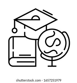 Icono de línea de educación, signo de concepto, ilustración de vector de esquema, símbolo lineal.